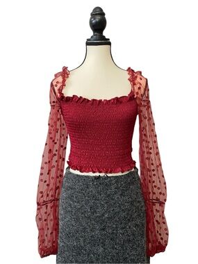 Red Smocked Top Size M #RomanticGoth #Whimsigoth #VampRomantic #Fairycore